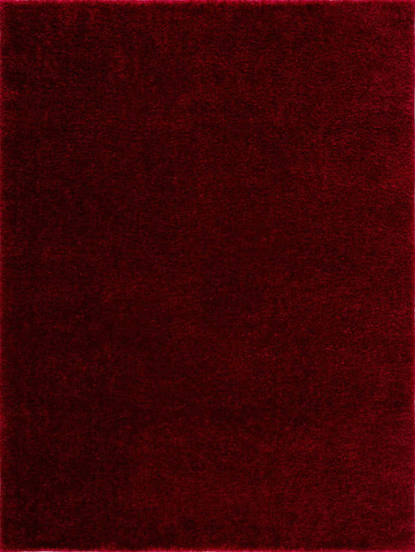 Close-up of the plush Heavenly Solid Red Rug, featuring a soft, shag texture and rich, deep red color. Design-Rectangle