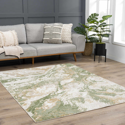 Lively Marble Green Area Rug