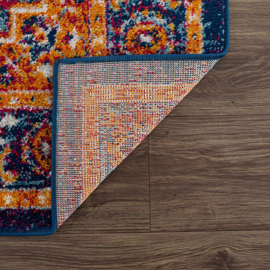 Istanbul Medallion Blue & Orange Area Rug - Clearance
