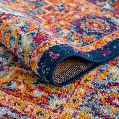 Istanbul Medallion Blue & Orange Area Carpet - Clearance