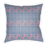 Saaban Geometric Blue Pink Outdoor Throw Pillow