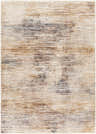 Close-up of Carol Luxe Rug. Contemporary style rug in beige, charcoal, and tan with a subtle horizontal pattern. Design-Rectangle-579