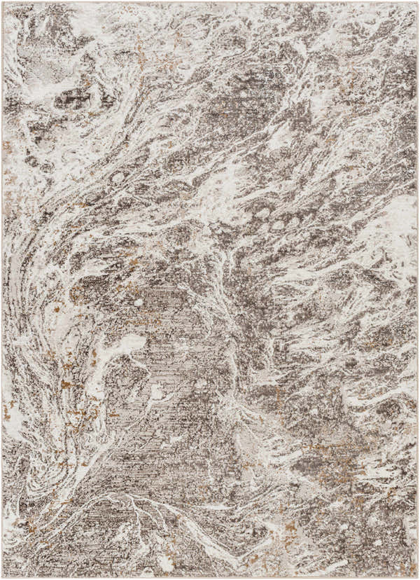Close-up of the Elaxi Brown Marble Rug, featuring a swirling abstract pattern in shades of brown, gray, ivory, and nutmeg. Design-Rectangle-5373