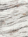 Close-up of the Glain Gray & Brown Marble Area Rug, featuring an abstract, swirling pattern in arctic stone, gray, and brown tones. Design-Rectangle-5373
