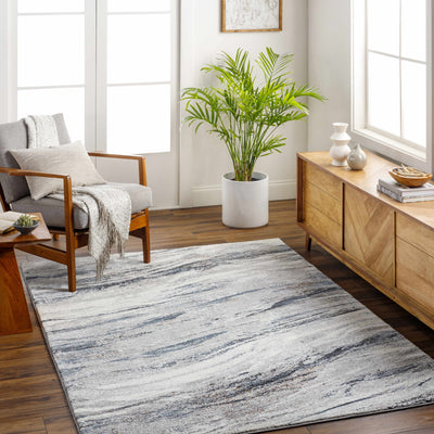 Glain Gray & Blue Marble Area Rug