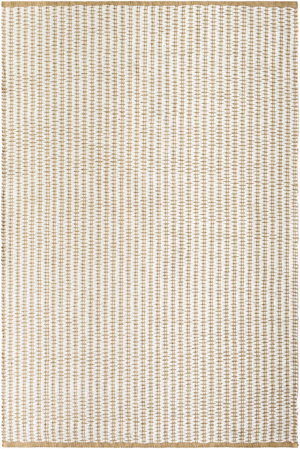 Close-up of the hand woven Ieuan Area Rug in beige and bone. Farmhouse style with a subtle, textured pattern. Design-Rectangle-576