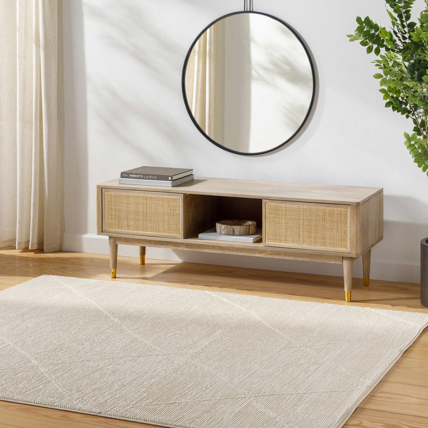 Aldis Cream Plush Textured Washable Rug
