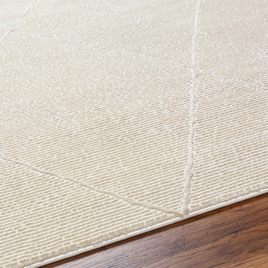 Aldis Cream Plush Textured Washable Rug