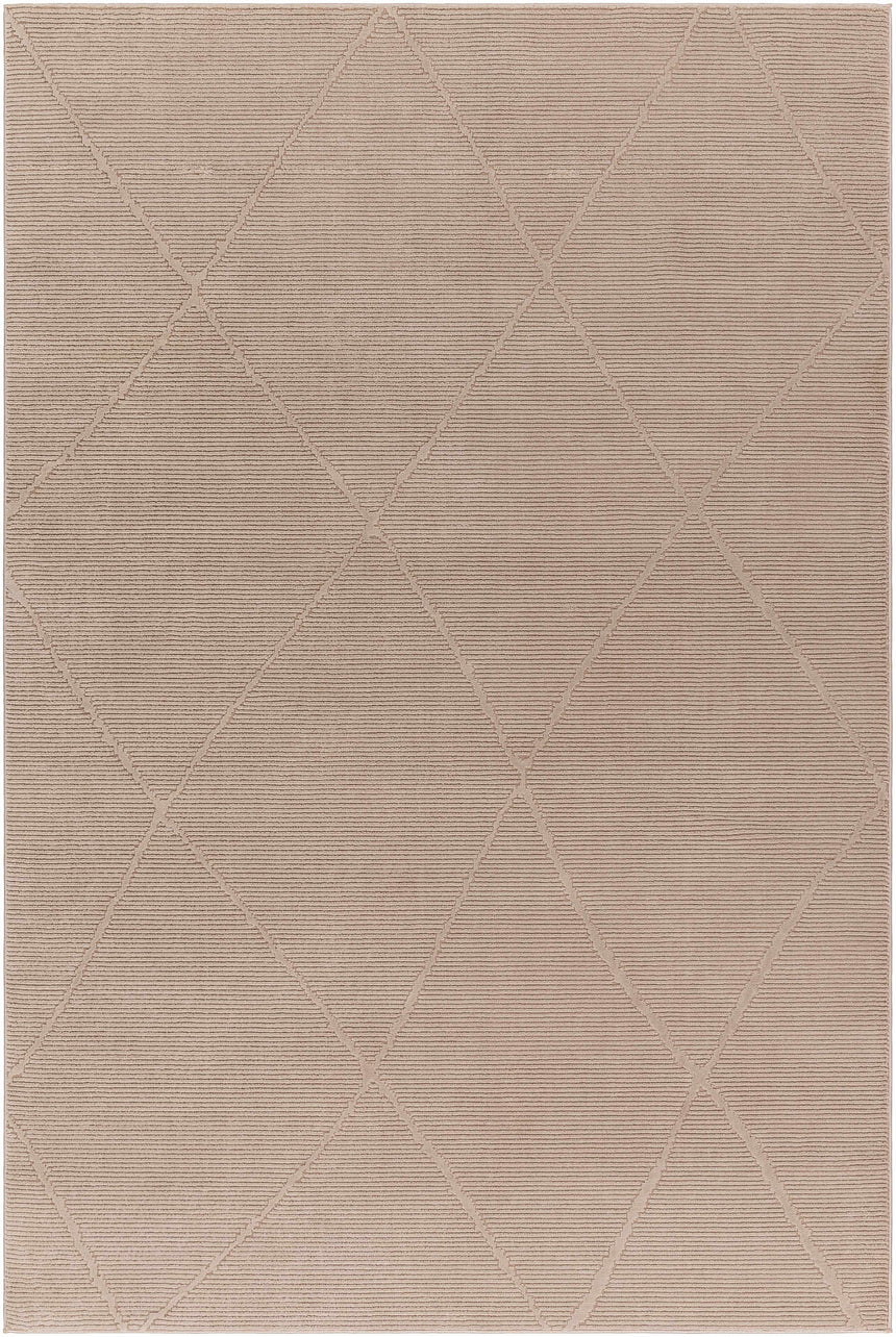 Aldis Tan Plush Textured Washable Rug  - Clearance