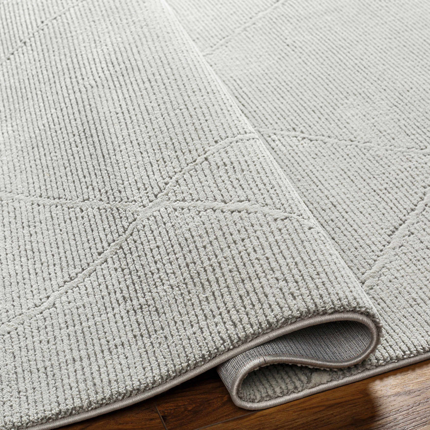 Aldis Grey Plush Textured Washable Rug  - Clearance
