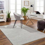 Aldis Grey Plush Textured Washable Rug  - Clearance