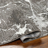 Ianto Charcoal Marble Washable Area Rug - Clearance