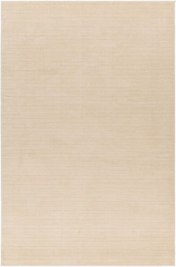Close-up of the Kini Plush Textured Washable Rug in White Tonal, featuring a subtle horizontal line pattern. Design-Rectangle-537