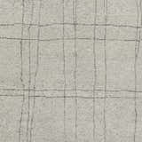 Close-up of Saldanha Premium Rug. Hand-knotted wool and viscose rug in light gray with charcoal grid pattern. Contemporary style. Swatch
