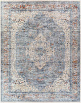 Detailed Salmo Area Rug - Clearance with traditional brick red, cream, denim, and navy oriental pattern. Design-Rectangle-71010