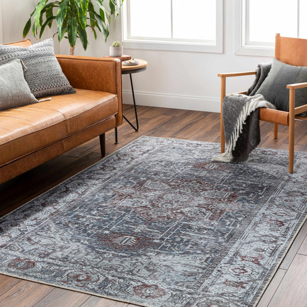 Amato Blue Washable Area Rug - Clearance