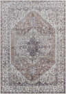Athor Washable Rug in dark gray, eggplant, brown, and natural gray. Traditional, machine-woven design. Design-Rectangle-5373