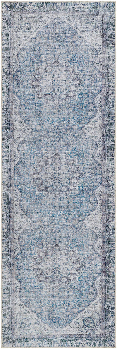 Dezso Ice Blue Washable Area Rug