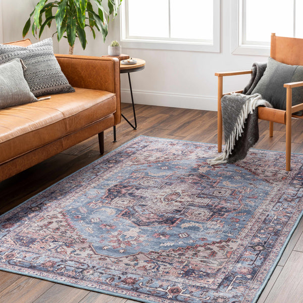 Kera Blue Washable Rug - Clearance