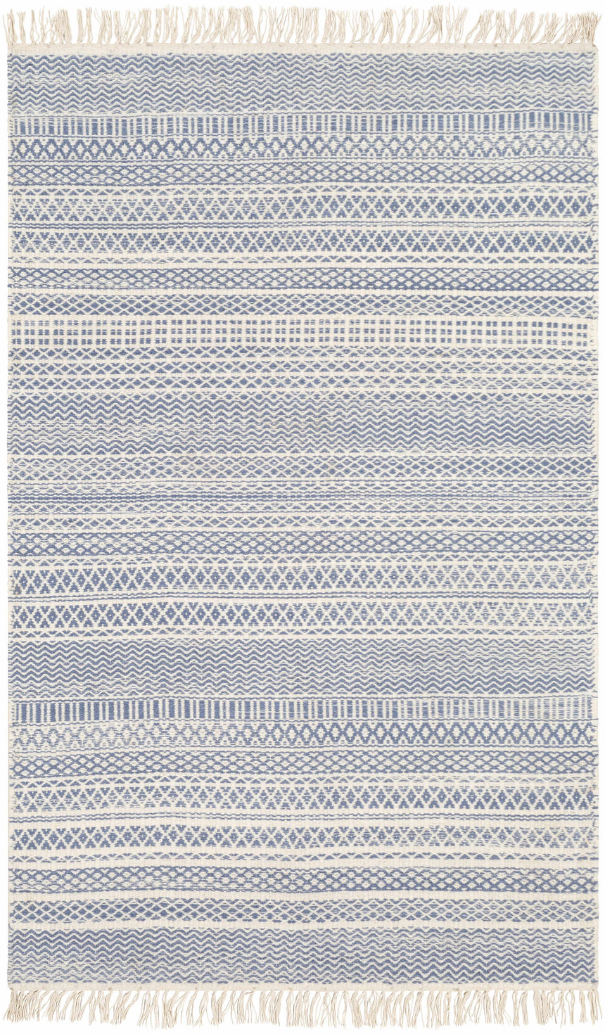 Sanc Blue/Cream Flatweave Wool Rug - Clearance