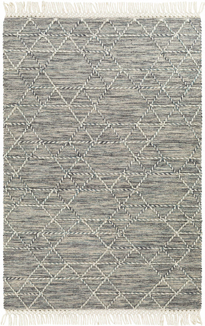 Charcoal Cream Sapadun Wool Blend Braided Tassel Area Rug - Clearance