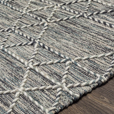 Charcoal Cream Sapadun Wool Blend Braided Tassel Area Rug - Clearance