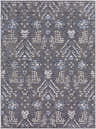 Close-up of the Sapinero Gray Floral Rug, featuring a traditional cream, navy, and gray floral pattern. Design-Rectangle