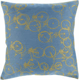 Saranac Gold Bicycle Blue Throw Pillow - Clearance