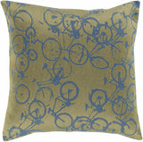 Saranac Gold Bicycle Blue Throw Pillow - Clearance