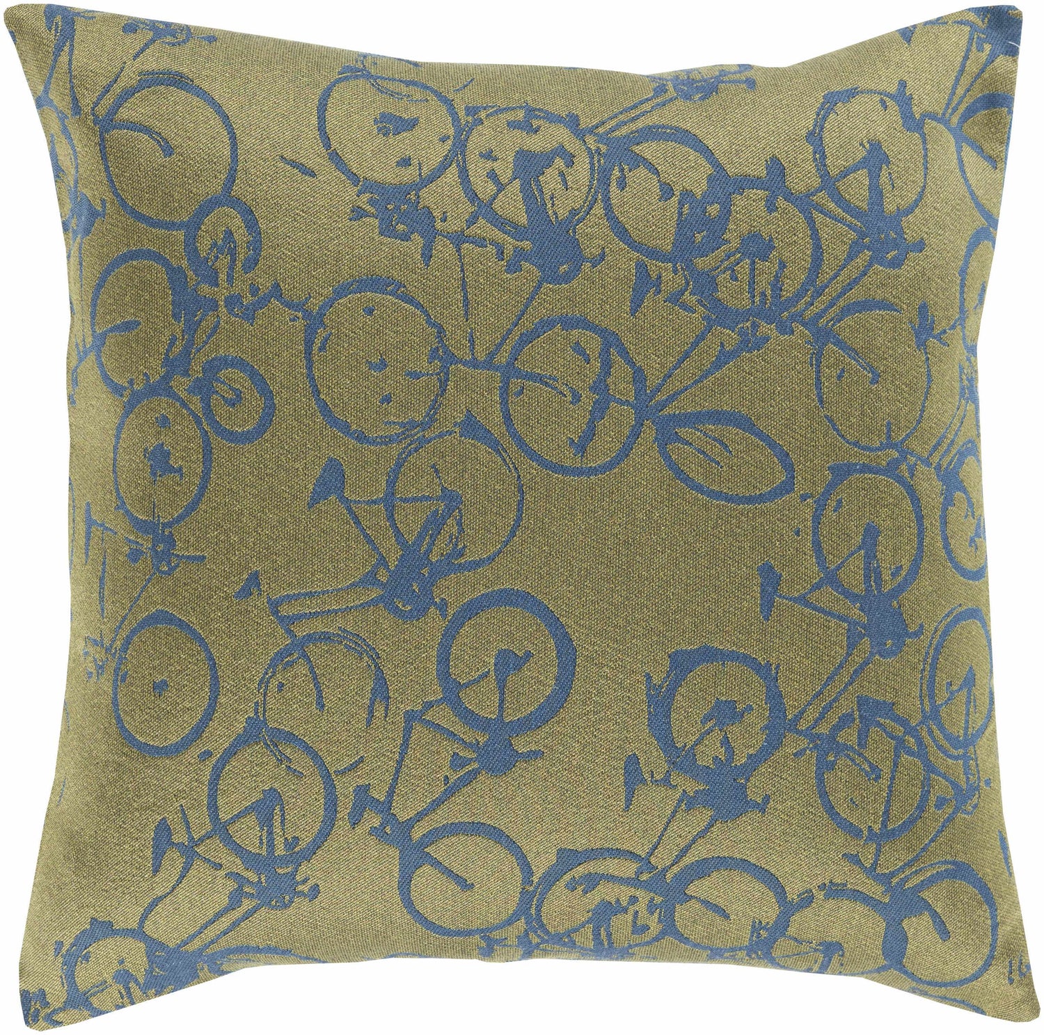 Saranac Gold Bicycle Blue Throw Pillow - Clearance