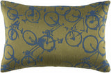 Saranac Gold Bicycle Blue Throw Pillow - Clearance