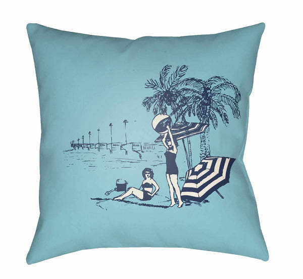 Saraykent Turquoise Beach Scene Accent Pillow