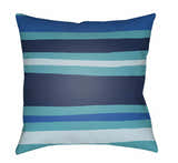 Saskatoon Ocean Blue Striped Outdoor Throw Pillow