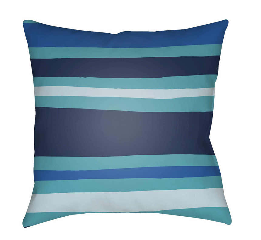 Saskatoon Ocean Blue Striped Outdoor Throw Pillow