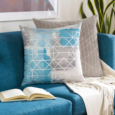 Sason Blue Geometric Square Throw Pillow - Clearance