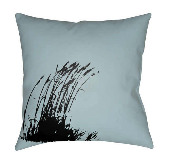 Sasolburg Blue Grass Silhouette Outdoor Throw Pillow