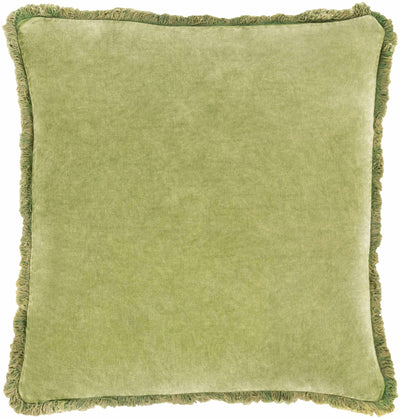 Sassafras Light Olive  Velvet Square Throw Pillow - Clearance