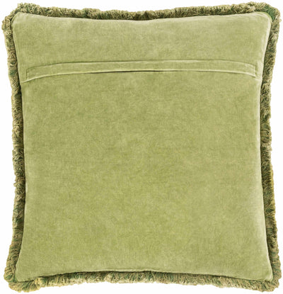 Sassafras Light Olive  Velvet Square Throw Pillow - Clearance