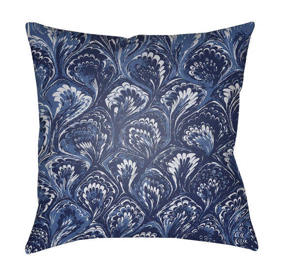 Sato Blue Abstract Swirl Accent Outdoor Pillow