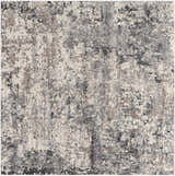 Close-up of the Satsop Rock Pattern Thick Rug. Contemporary design in black, charcoal, gray, ivory, and tan. Design-Square-710