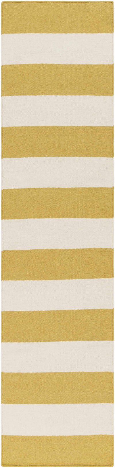 Faithful White/Yellow Striped Wool Rug - Clearance