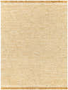Close-up of the hand woven Gopi Jute Area Rug in Beige. Natural fiber rug with fringe, tan and taupe colors. Design-Rectangle-810