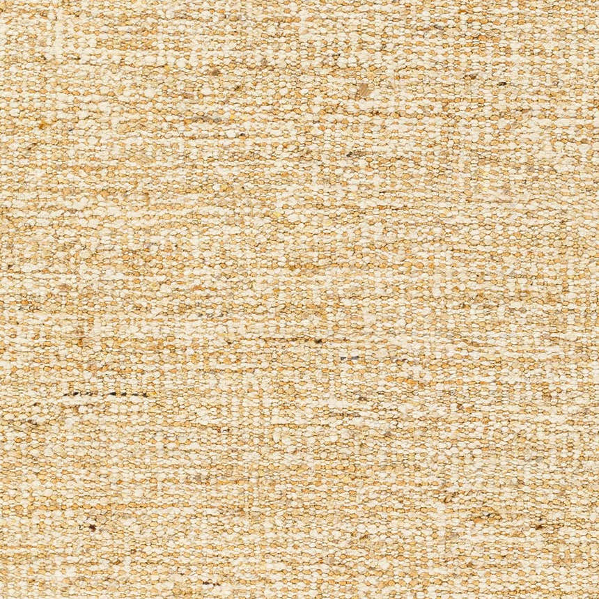 Close-up of the woven texture of the Gopi Jute Area Rug in Beige, showing its natural fibers and subtle color variations. Swatch