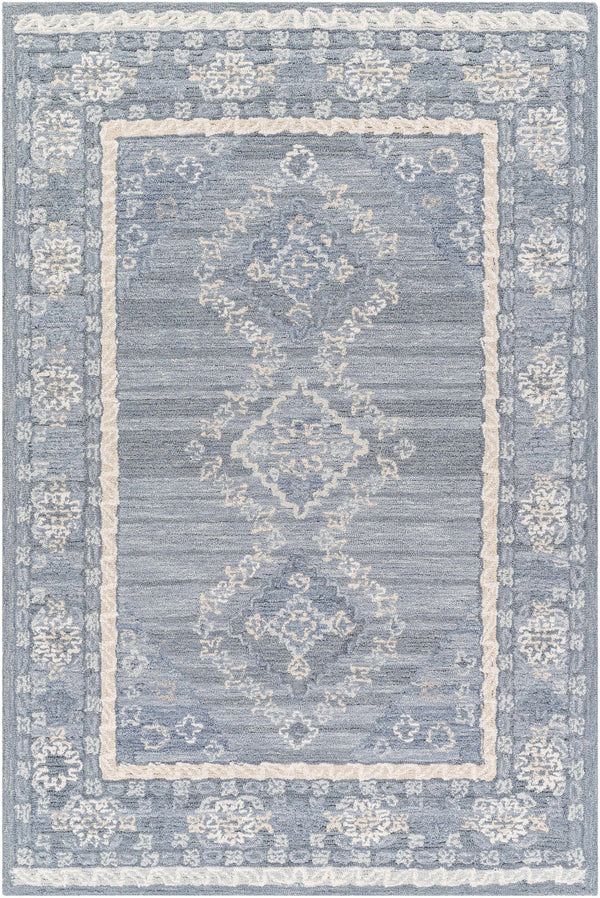 Alena Gray Blue Wool Blend Area Rug