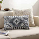 Ravnek Dusty Blue Geometric Southwest Recycled PET Yarn Accent Pillow - Clearance