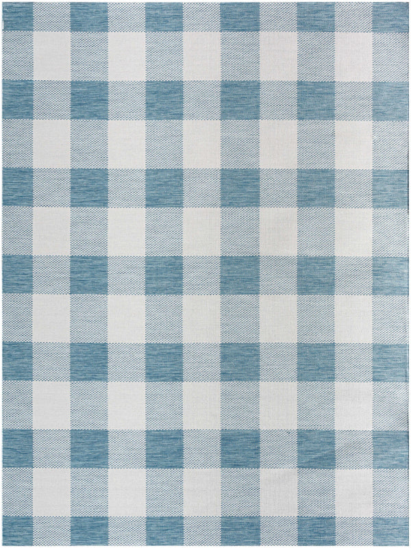 Meris Aqua Blue Plaid Area Rug