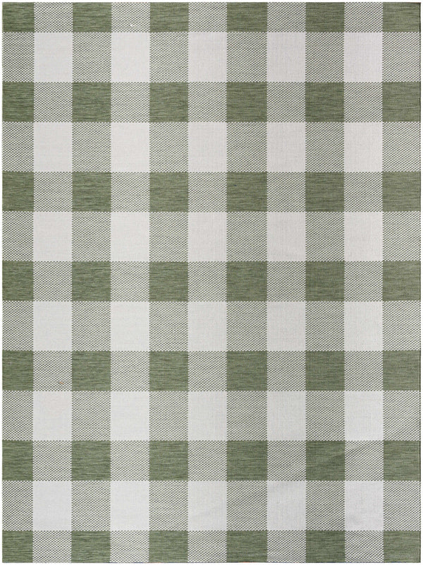 Meris Olive Green Plaid Area Rug