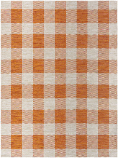 Meris Orange Plaid Area Rug