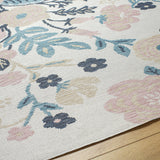 Ponto Cream & Blue Floral Area Rug - Clearance