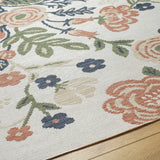 Ponto Cream & Green Floral Area Rug - Clearance
